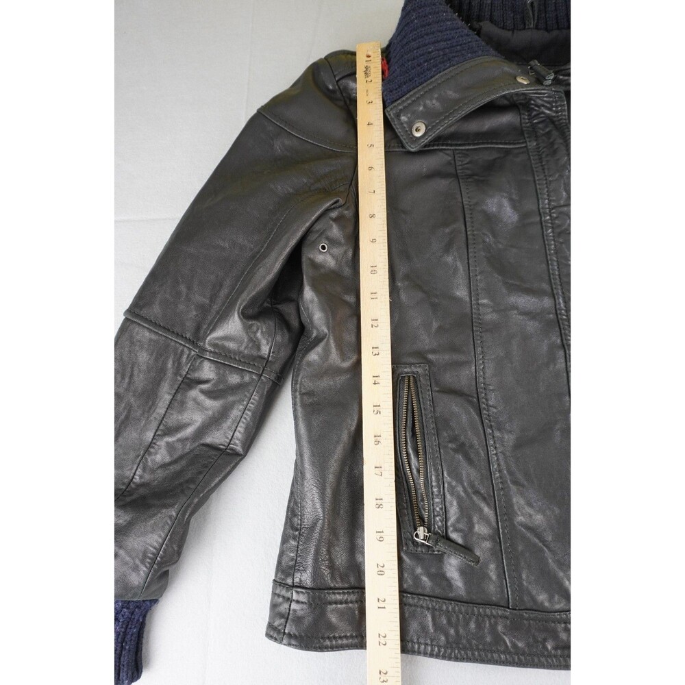 Vintage Eddie Bauer Soft Lamb Leather Full Zip Bomber Jacket Womens Large Black - Picture 2 of 14